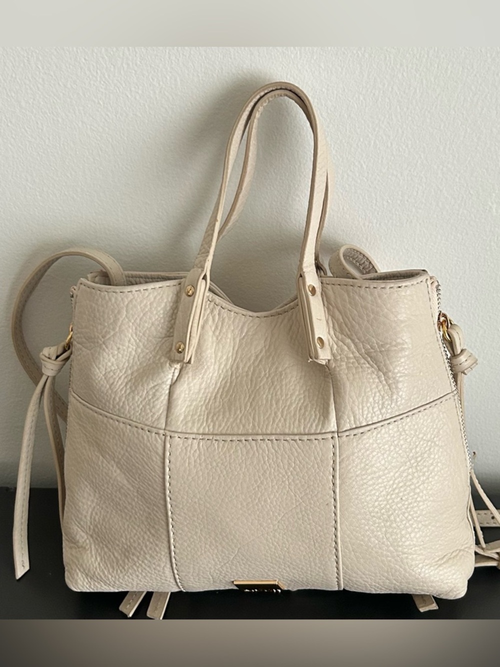 Kooba Cream Pebbled Leather shoulder bag Crossbody Bag boho satchel Purse - Picture 3 of 12